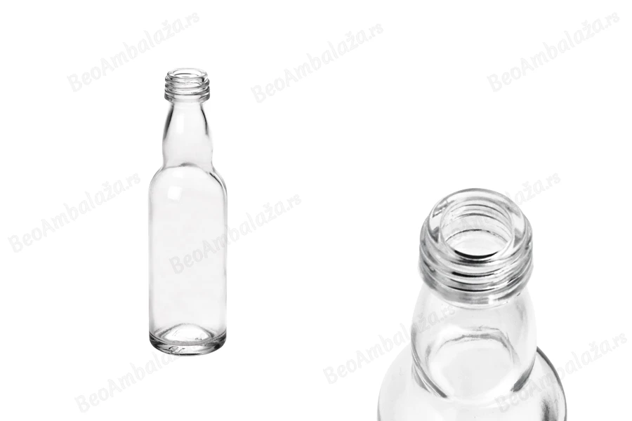 Staklena providna flašica 40mL sa grlom PP18-dimenzije_slike