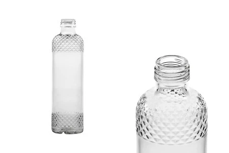 Staklena providna flaša 330mL sa reljefastim detaljima-1