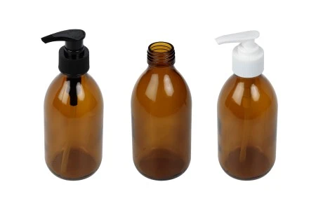 Farmaceutska staklena braon flašica 250ml sa belom pumpicom-3
