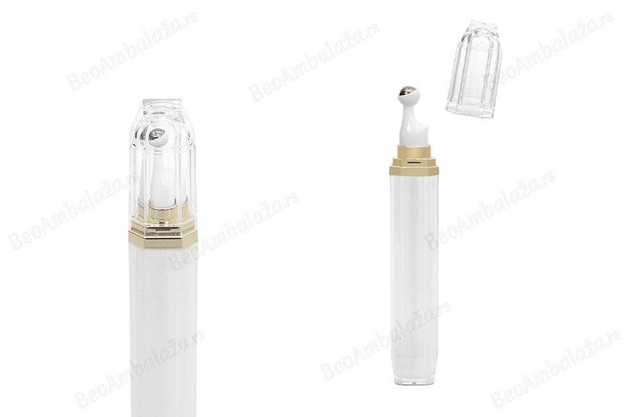 Akrilna bela roll-on bočica 20mL za kozmetičke preparate sa zlatnim prstenom-dimenzije_slike