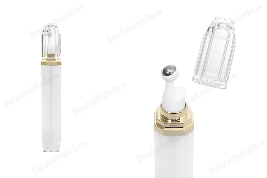Akrilna bela roll-on bočica 20mL za kozmetičke preparate sa zlatnim prstenom-slika_proizvoda