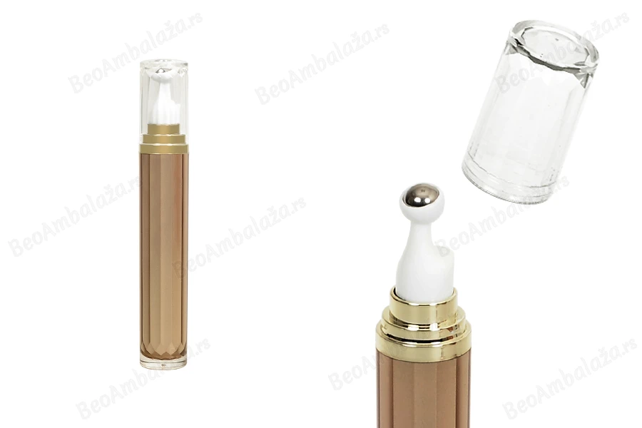 Akrilna braon roll-on bočica 20mL za kozmetičke preparate sa zlatnim prstenom-slika_proizvoda