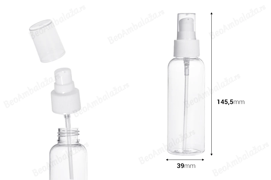 Plastična PET flašica 100mL sa pumpicom za kremu - 12 kom-dimenzije_slike