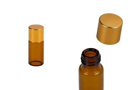 Braon bočica 5mL sa zlatnim aluminijumskim zatvaračem - 12 kom-1