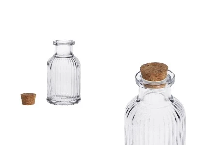 Staklena flašica 50mL sa brazdama i plutanim čepom-1