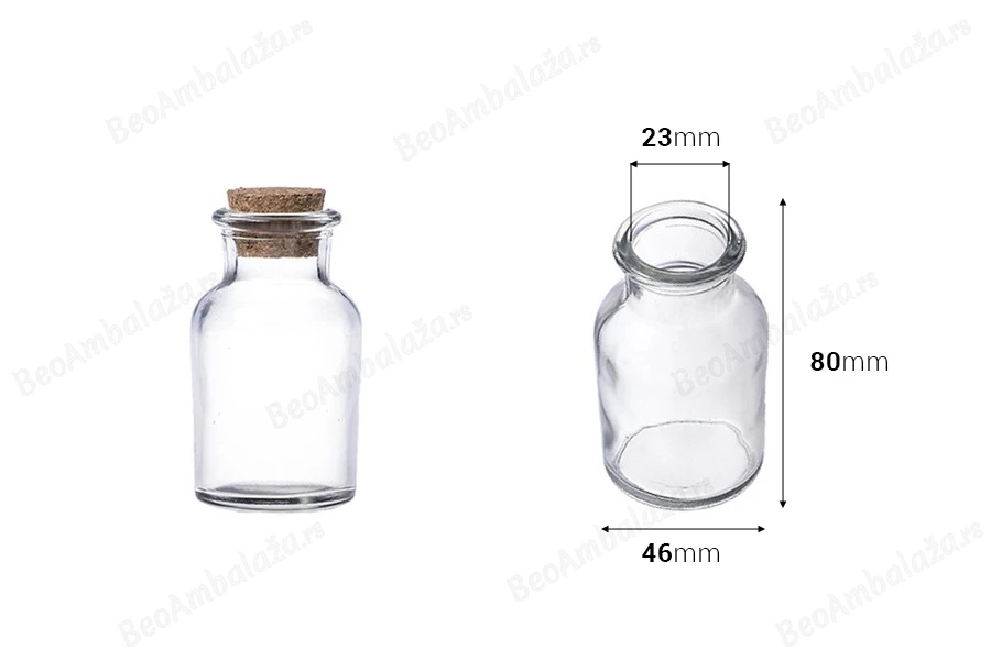 Farmaceutska staklena bočica 60mL, sa plutanim čepom - 18 kom-dimenzije_slike