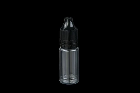 Plastična providna flašica 10mL sa crnim plastičnim zatvaračem CRC i plastičnom kapalicom, za elektronske cigarete - 50 kom-1