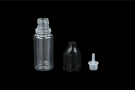 Plastična providna flašica 10mL sa crnim plastičnim zatvaračem CRC i plastičnom kapalicom, za elektronske cigarete - 50 kom-2