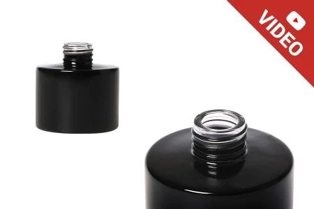 Staklena crna cilindrična bočica 100mL PP 28-1