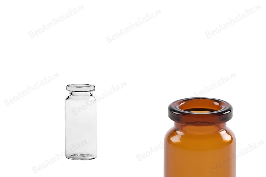 Staklena bočica 10mL karamel boje ili providna, za proizvode u farmaciji i homeopatiji, bez zatvarača - 12 kom-slika_proizvoda