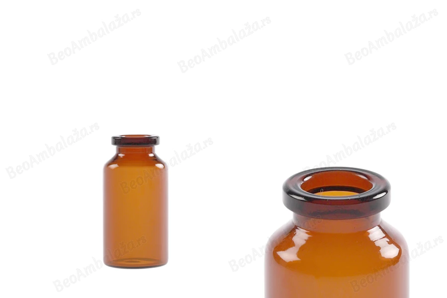 Staklena bočica 15mL karamel boje, za proizvode u farmaciji i homeopatiji, bez zatvarača - 12 kom-slika_proizvoda