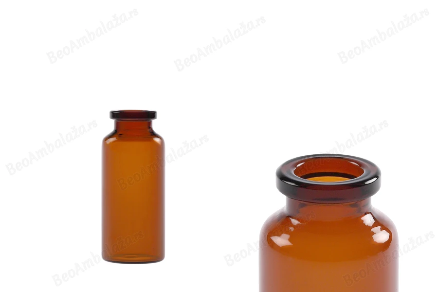Staklena bočica 20mL karamel boje, za proizvode u farmaciji i homeopatiji, bez zatvarača - 12 kom-slika_proizvoda
