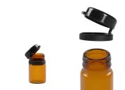 Braon staklena bočica 3mL sa crnim plastičnim zatvaračem sa sigurnosnim zatvaranjem