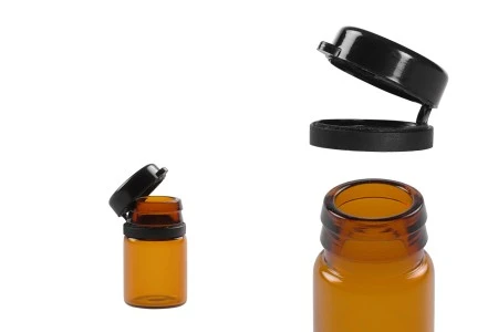 Braon staklena bočica 3mL sa crnim plastičnim zatvaračem sa sigurnosnim zatvaranjem-5