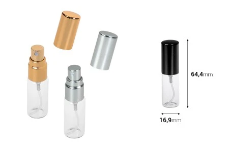 Staklena bočica 5mL za parfem sa sprejom i aluminijumskim zatvaračem - 6kom-3