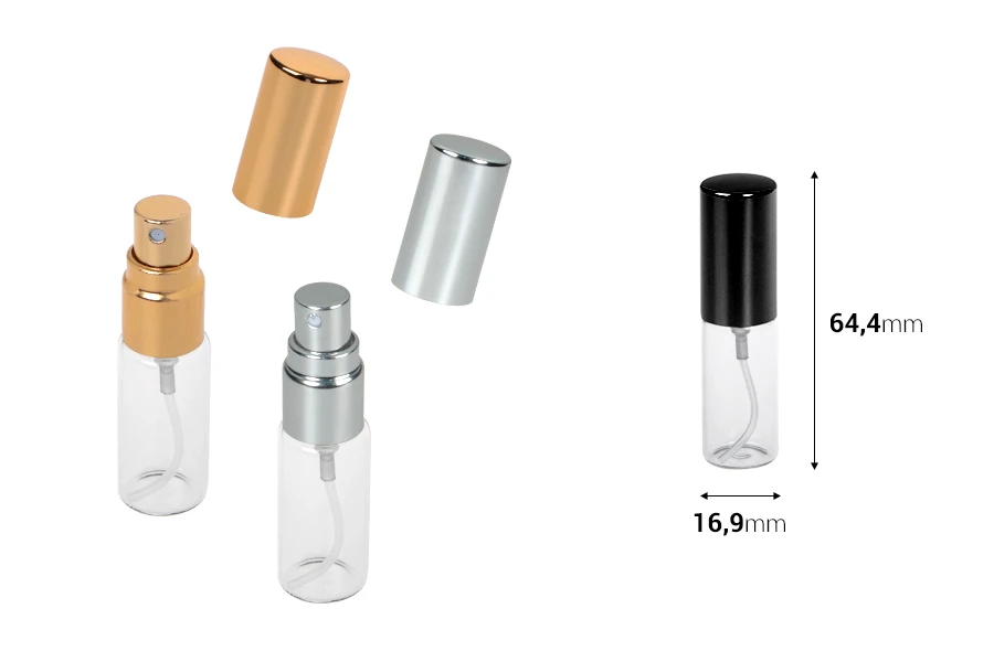 Staklena bočica 5mL za parfem sa sprejom i aluminijumskim zatvaračem - 6kom