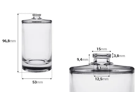 Cilindrična staklena flašica za parfem 100mL sa sigurnosnim Crimp zatvaranjem 15 mm-2
