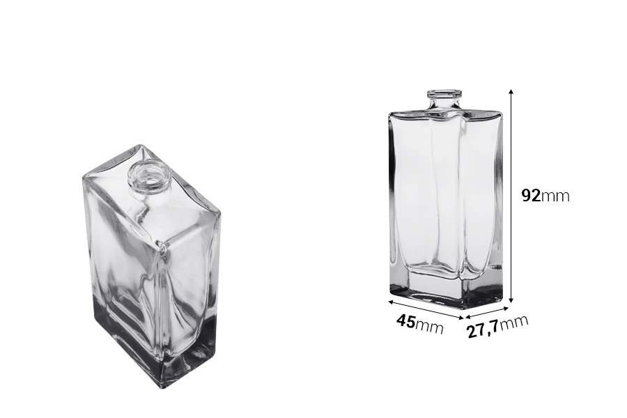 Pravougaona staklena flašica za parfem 50mL sa sigurnosnim Crimp zatvaranjem 15 mm Pravougaona staklena flašica za parfem 50mL sa sigurnosnim Crimp zatvaranjem 15 mm