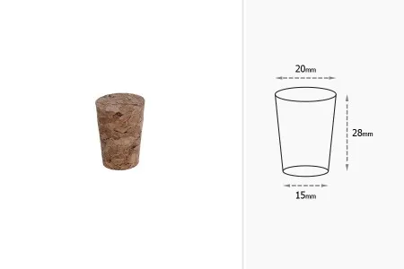 Konusni čep od prirodne plute 28x20/15 mm - za prečnik 17 mm (za flaše PP24 / PP25)-2
