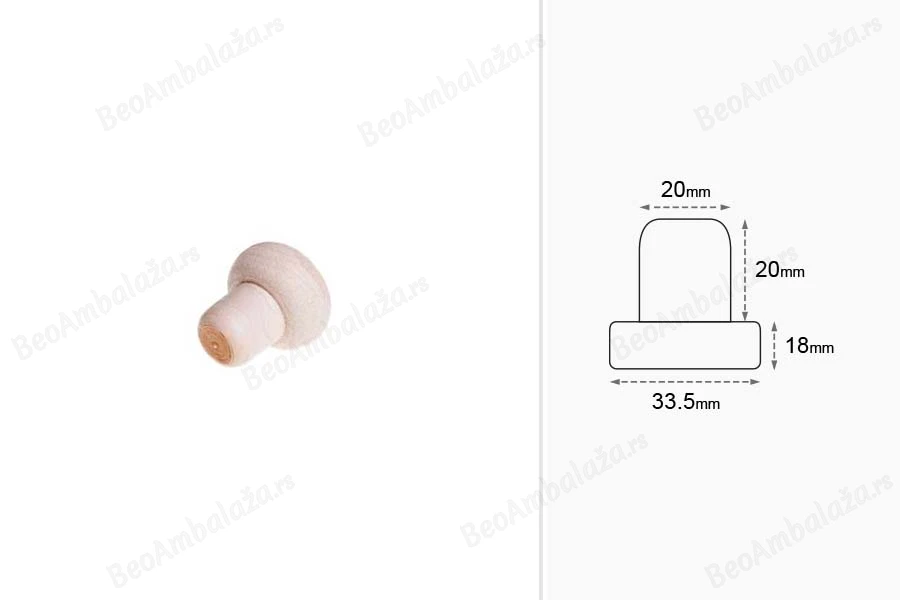 Čep od sintetičke silikonske plute Φ20 mm-dimenzije_slike