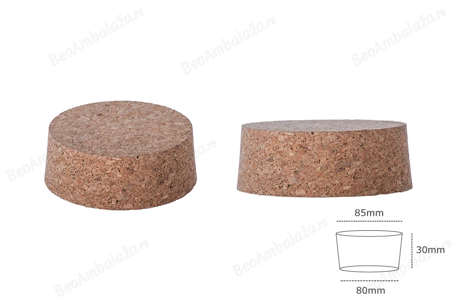 Široki konusni čep od prirodne plute 30x85/80mm-dimenzije_slike