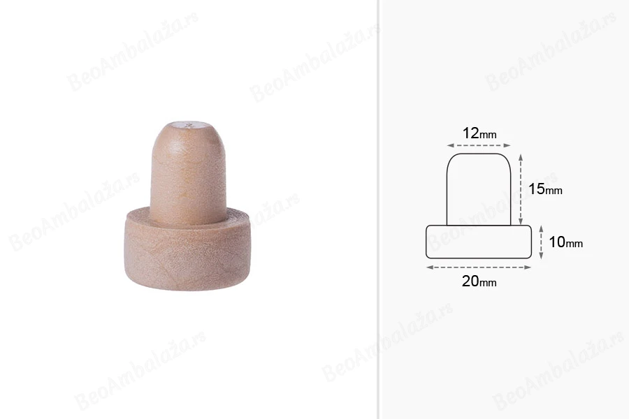 Čep od sintetičke silikonske plute f12 mm-dimenzije_slike