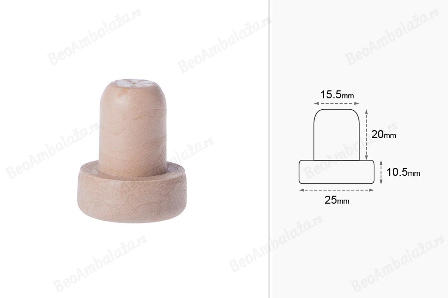 Čep od sintetičke silikonske plute f15,5 mm-dimenzije_slike