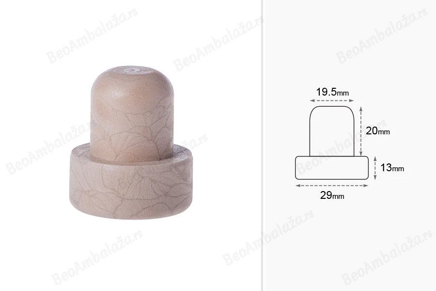 Čep od sintetičke silikonske plute f19,5 mm-dimenzije_slike