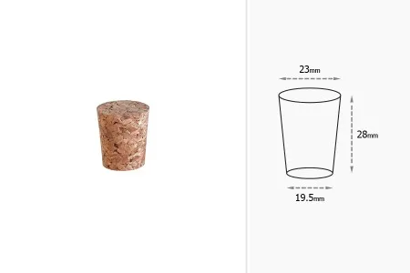 Konusni čep od prirodne plute 28x23/19,5 mm - za prečnik 21 mm (PP31,5 / PP30)-2