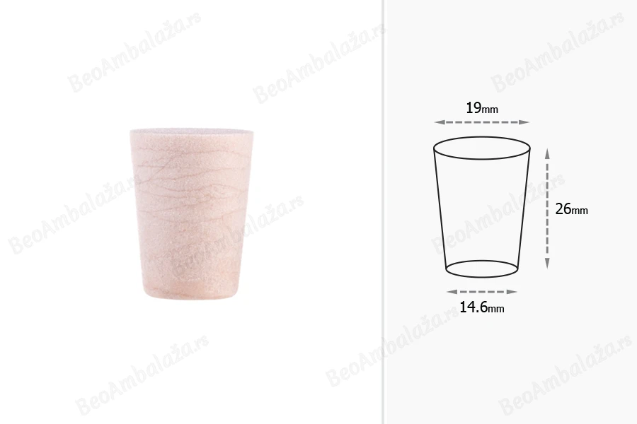 Konusni čep od silikonske plute 26x19/14,6 mm - za prečnik 16 mm (PP24)-dimenzije_slike