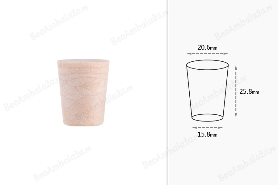 Konusni čep od silikonske plute 25,8x20,6/15,8 mm - za prečnik 18 mm-dimenzije_slike