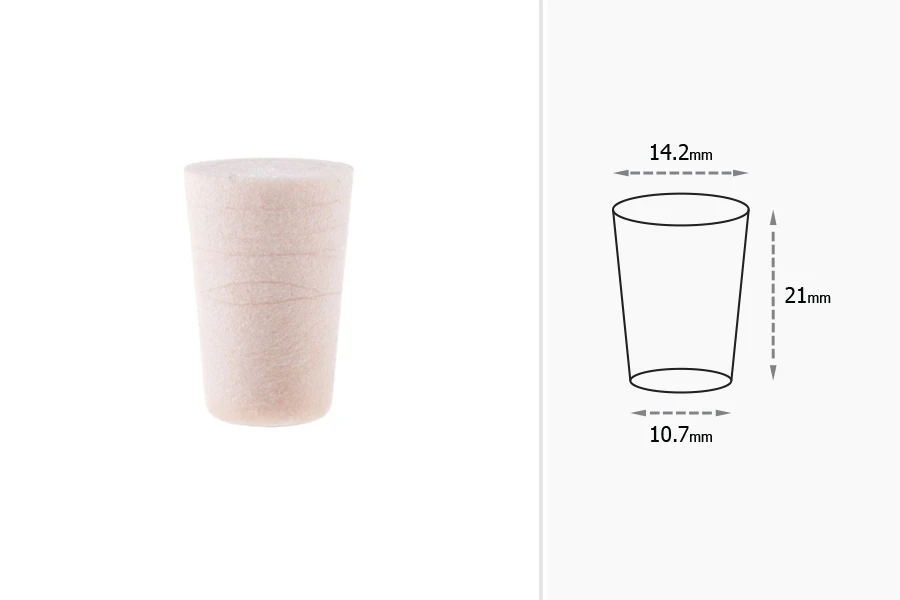 Konusni čep od silikonske plute 21x14,2/10,7 mm - za prečnik 12 mm (PP18)-dimenzije_slike