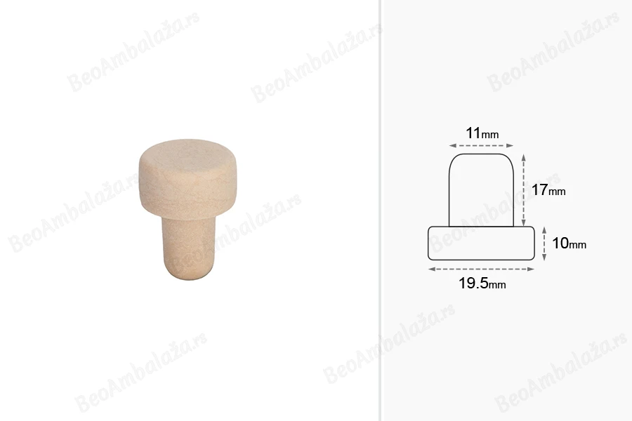 Čep od sintetičke silikonske plute Φ11 mm-dimenzije_slike