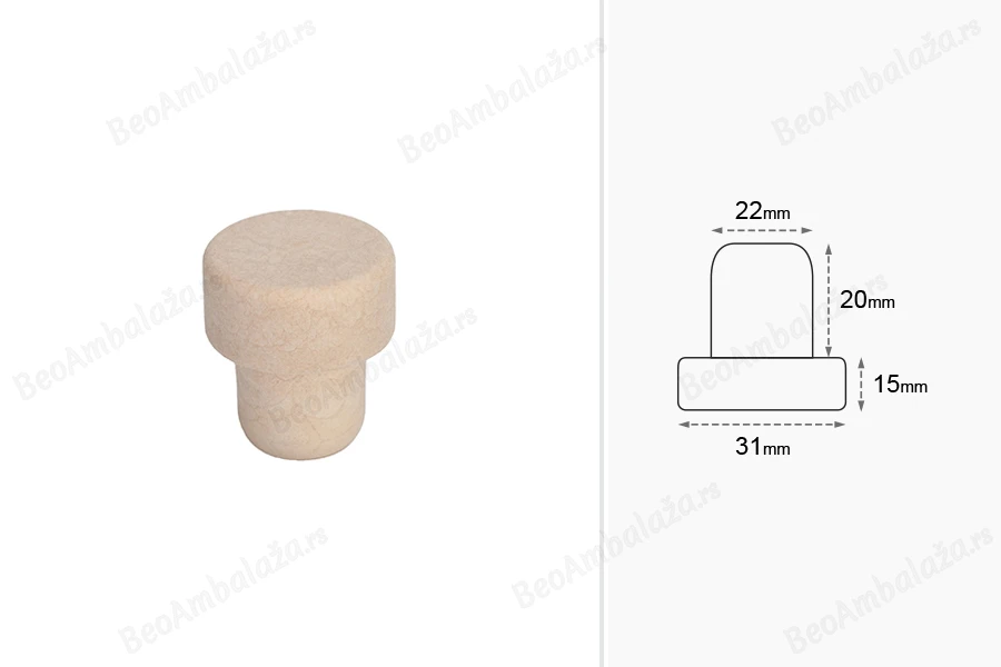 Čep od sintetičke silikonske plute Φ22 mm-dimenzije_slike