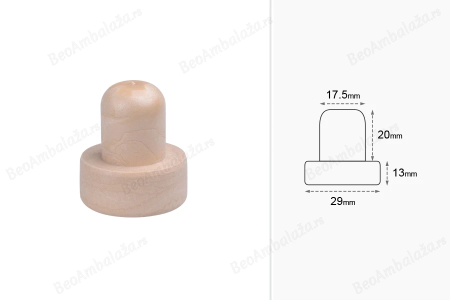 Čep od sintetičke silikonske plute f17,5 mm-dimenzije_slike