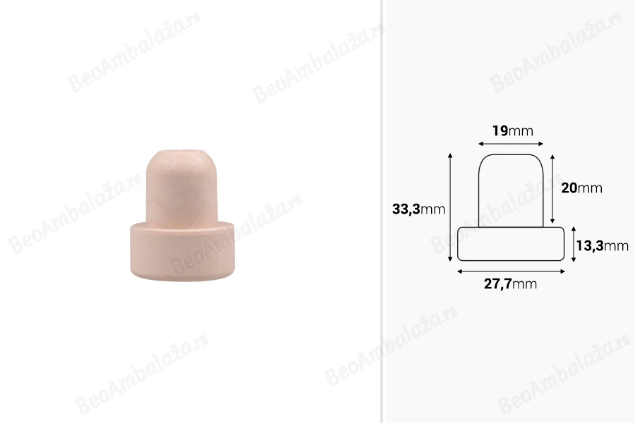 Čep od sintetičke silikonske plute f19 mm-dimenzije_slike