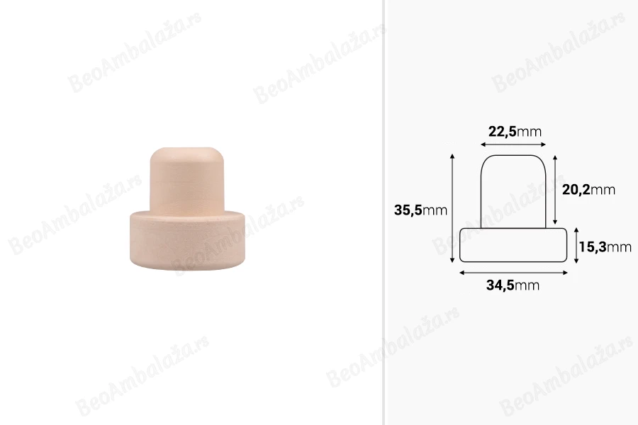 Čep od sintetičke silikonske plute Φ22,5 mm-dimenzije_slike