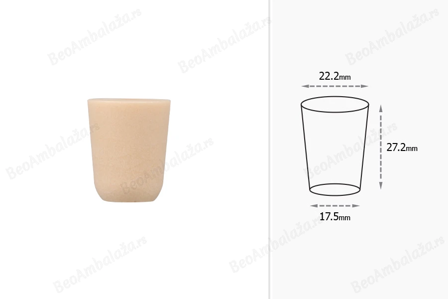 Konusni čep od silikonske plute dimenzija 27,2x22,2/17,5 mm - za Φ19-dimenzije_slike
