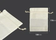 Platnena vrećica krem boje 130x170mm, sa prozorom od tila - 12 kom