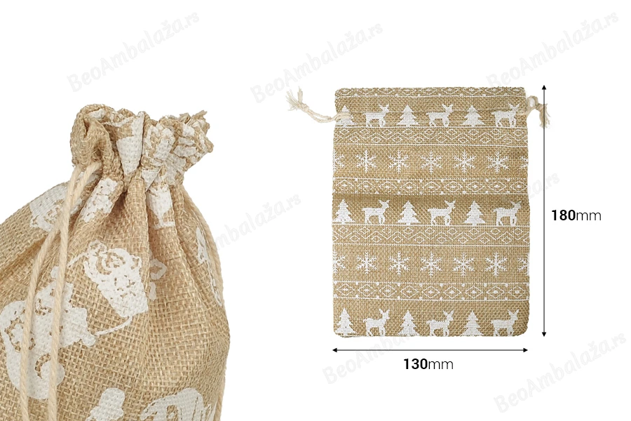 Božićna platnena vrećica 130x180 mm u različitim dezenima - 50 kom-dimenzije_slike