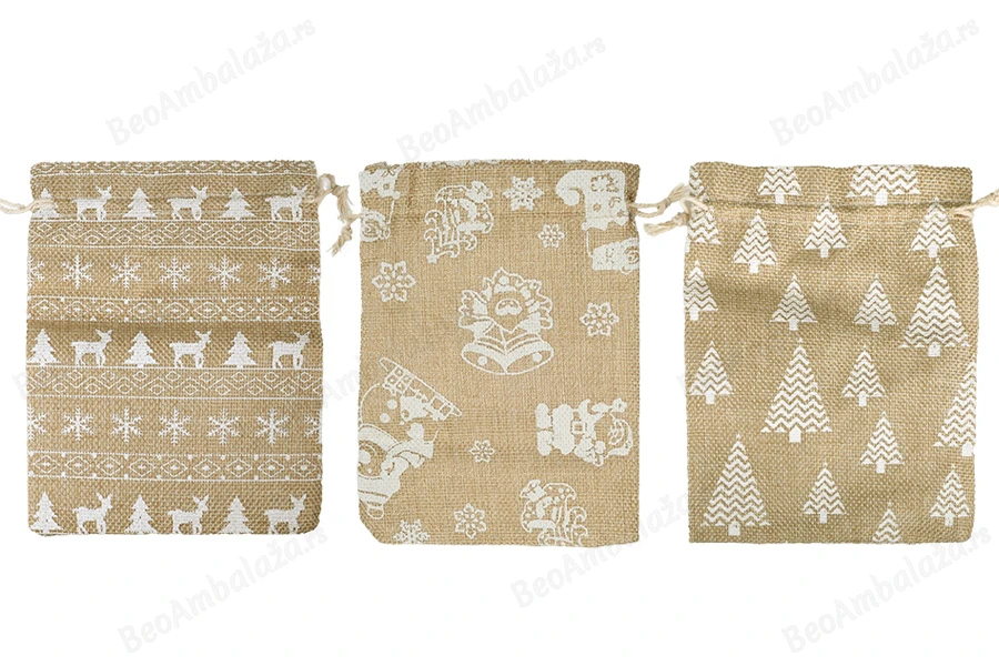 Božićna platnena vrećica 130x180 mm u različitim dezenima - 50 kom-grupa_slika