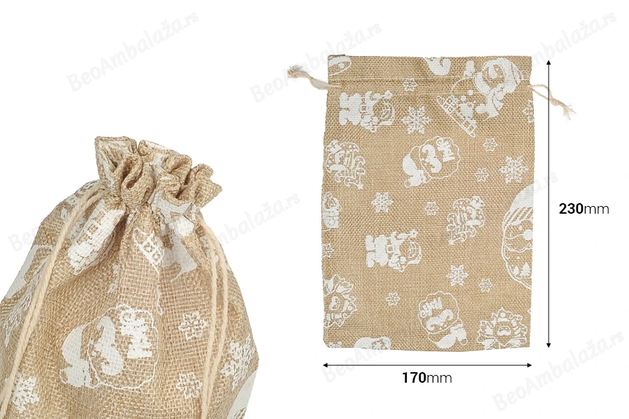 Božićna platnena vrećica 170x230 mm u različitim dezenima - 50 kom-dimenzije_slike