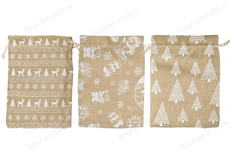 Božićna platnena vrećica 170x230 mm u različitim dezenima - 50 kom-grupa_slika