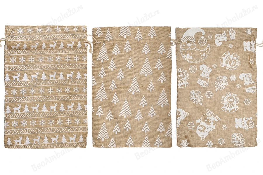 Božićna platnena vrećica 200x300 mm u različitim dezenima - 25 kom-grupa_slika
