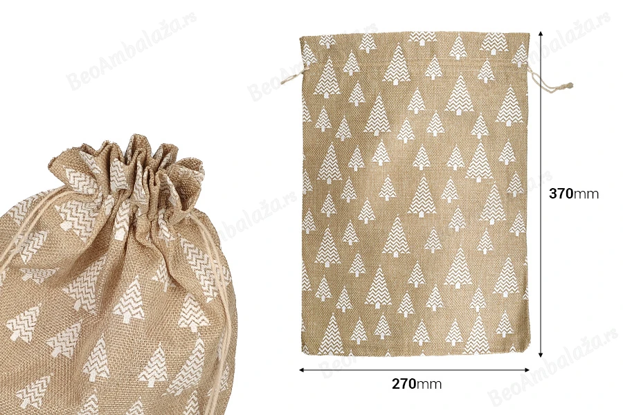 Božićna platnena vrećica 270x370 mm u različitim dezenima - 25 kom-dimenzije_slike