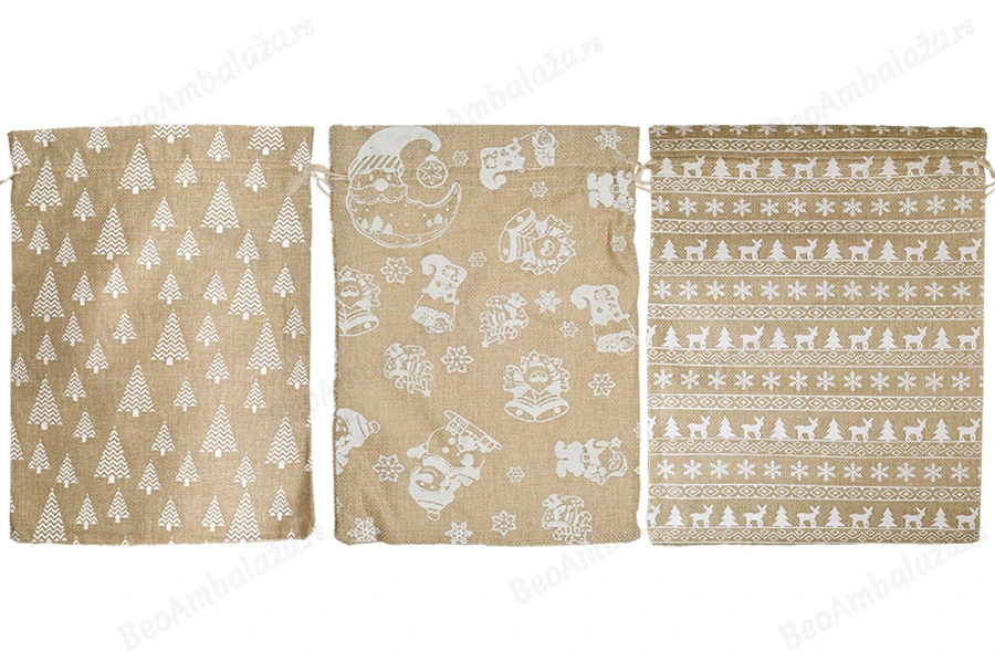 Božićna platnena vrećica 270x370 mm u različitim dezenima - 25 kom-grupa_slika
