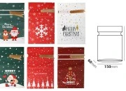 Plastične kesice 150x60x230 mm sa Božićnim motivima i tračicom - 50 kom