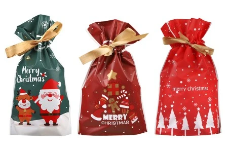 Plastične kesice 150x60x230 mm sa Božićnim motivima i tračicom - 50 kom-5
