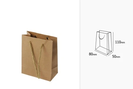Papirna braon poklon kesa sa uvijenom ručkom 80x50x110mm - 12 kom-2