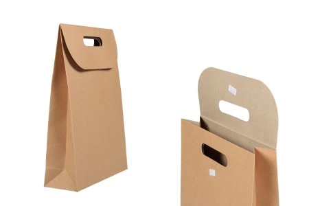 Papirna braon kraft kesa 240x80x330mm sa zatvaranjem na čičak - 12 kom-1